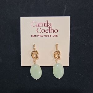 💚🔹️Camila Coelho 🔹️Gold/ Green Semi Precious Stones Earrings